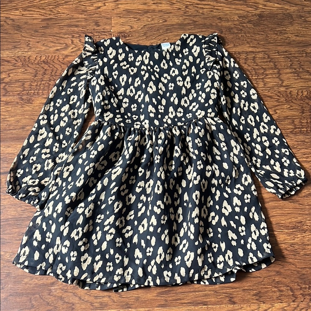 Leopard Print Long Sleeve Dress girls size 6/6x carters